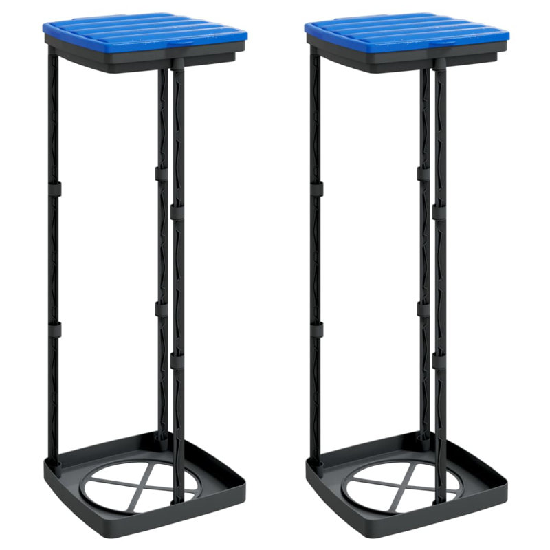 vidaXL Rubbish Bag Holders Black and Blue PP, 31.70 Gal