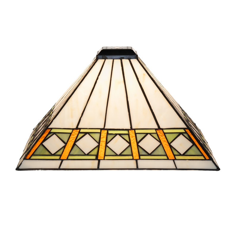 Abat-jour mission 14 po, H 7,5 po x l 20 po x P 20 po, Beige / jaune / orange / vert