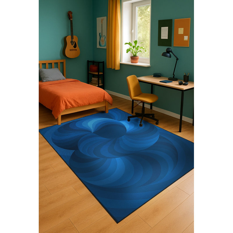 Tapis tissé bleu marine Mosso, 2' x 2'11"