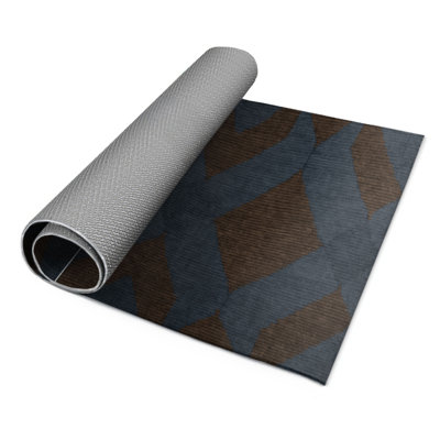 Tapis d'intérieur et d'extérieur à carreaux gris