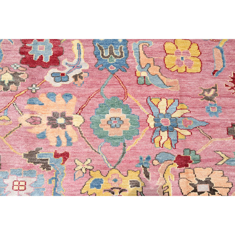 Hand-Knotted Pink Oushak Runner, Runner 2'6" x 14'
