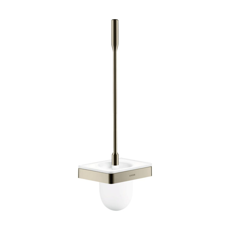 AXOR Universal SoftSquare Toilet Brush with Holder, Wall-Mounted in Polished Nickel, Polished Nickel