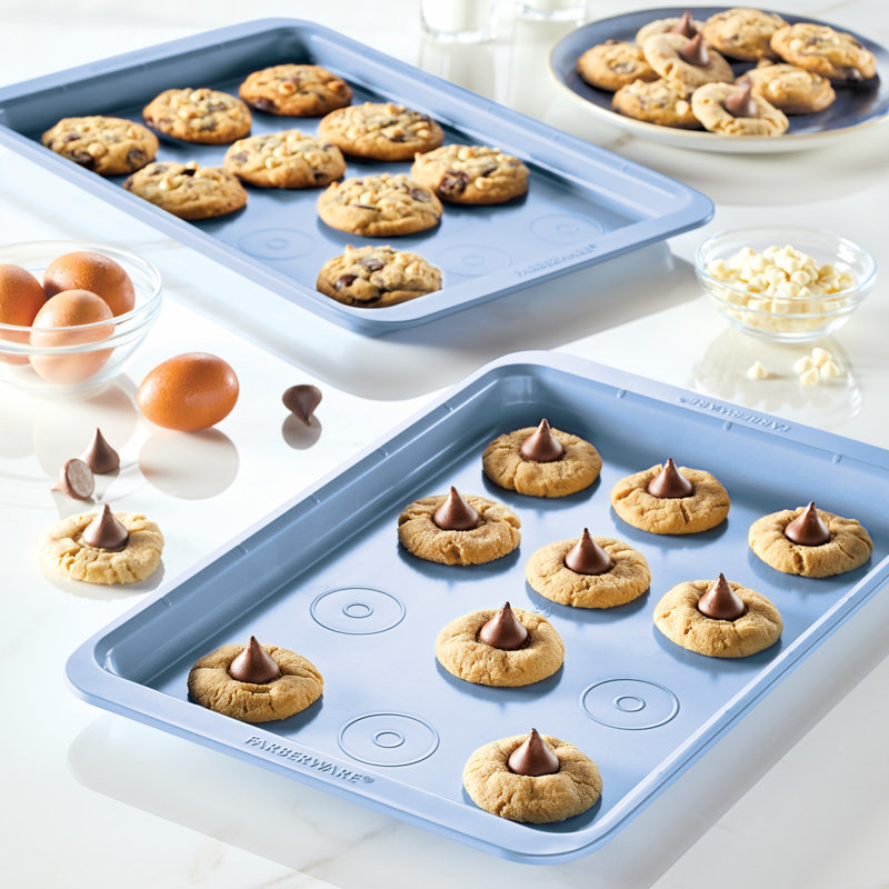 Farberware Easy Solutions Nonstick Bakeware Baking Sheets / Cookie Pan Set, 2 Piece, 17" x 11.25"