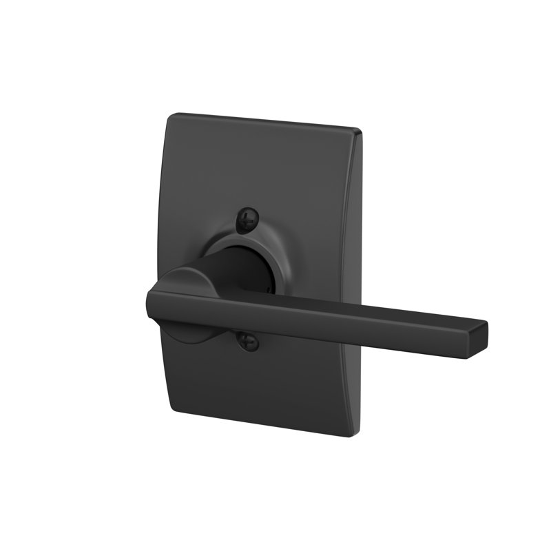 Latitude Door Lever with Centrury Rosette, Matte Black