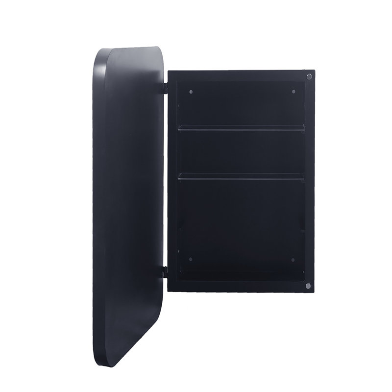 Bathroom Medicine Cabinet With Mirror: 20X30 Inch Recessed Black Metal Frame, Adjustable Shelves - Modern, , , Fog, Corrosion, -Proof Property Framed Mirror &