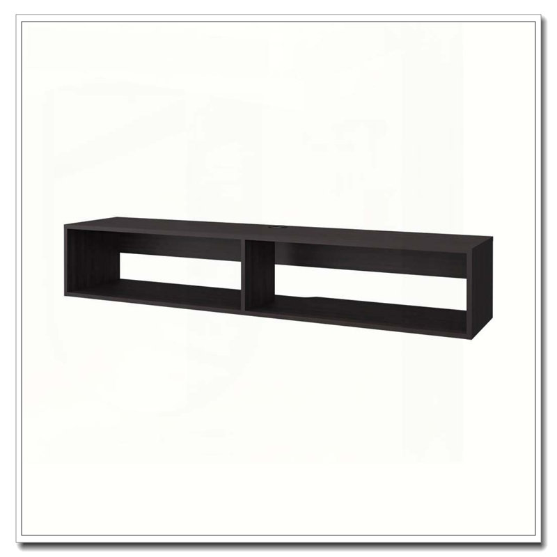Support média flottant en mélamine Wengue avec 2 tablettes
