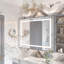 Miroir de salle de bain 32 po x 24 po en argent brossé avec brouillard à DEL, 3000 6000k, à intensité variable, fixation murale, éclairage à images claires, luminosité réglable, 3 températures de couleur, décoratif