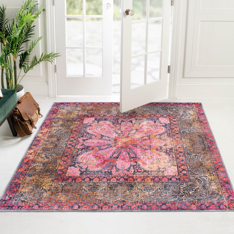 Guth Chenille Washable Oriental Indoor Rug, Square 7'10" x 7'10"
