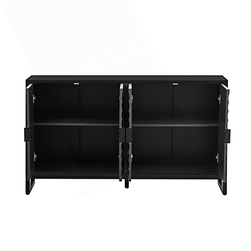 Buffet avec armoire de rangement, Noir