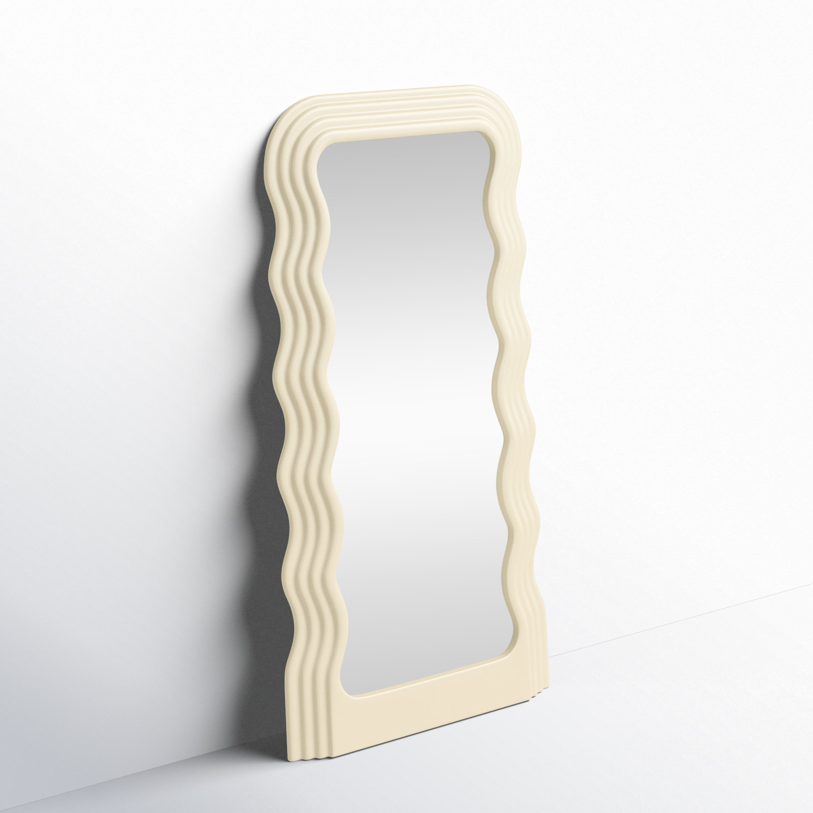 Ranstead Wavy Floor Mirror, White