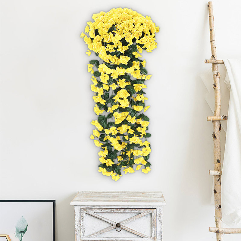  Faux fleurs artificielles pour la décoration de la maison Fleurs suspendues Fleur artificielle mur de glycines Panier guirlande fleurs suspendues Orchidée en soie artificielle
