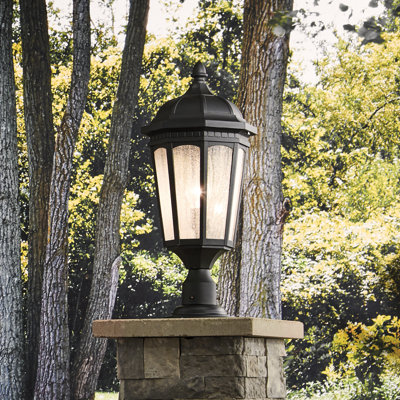 Flinders Rubbed Bronze 1-Light Outdoor Post Light with Seeded Glass Shade