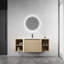Meuble-lavabo 52 po, lavabo en céramique blanche, 2 tablettes de rangement, 1 porte à fermeture en douceur - 45 poignées à bords inclinés pour un meuble-lavabo confortable avec porte-593532306-593532269