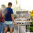 32000 BTU 4-Burner Propane Grill, Stainless Steel BBQ with Pulse Ignition & Locking Casters