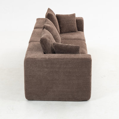 Canapé surdimensionné à assise profonde surdimensionné, canapé modulaire entièrement en mousse 3 pièces en tissu texturé doux, assemblage sans outil, profil bas convenant aux appartements