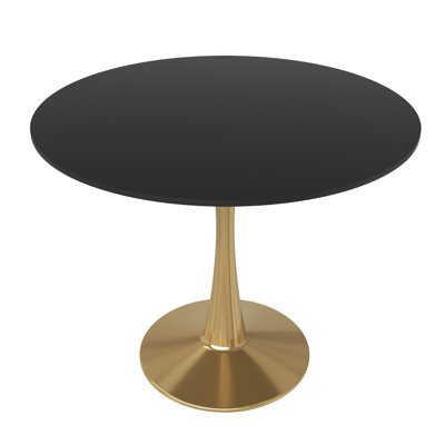 Leisuremod Bristol 31" Round Dining Table, Modern Small Space Kitchen Table with Gold Pedestal Base, Mid-Century Bistro Table for Breakfast Nook