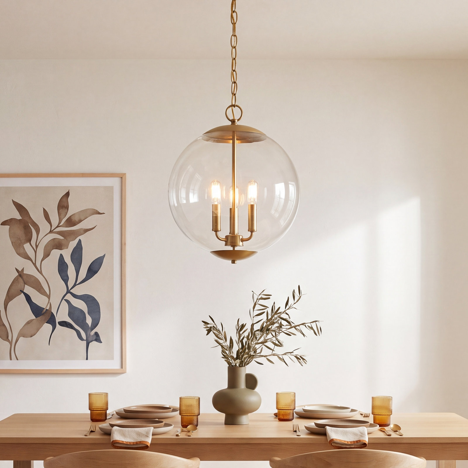 Patterson Chandelier, Natural Brass