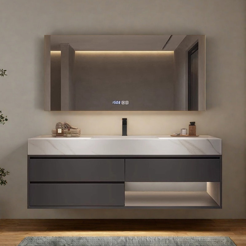 Armoire de salle de bain moderne et luxueuse, Gris, H 21,7 po x l 59 po x P 21,7 po