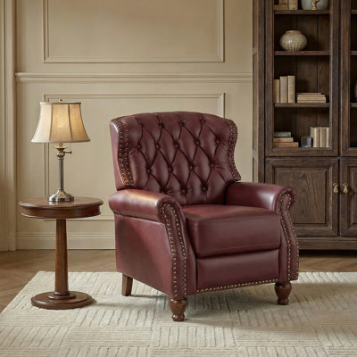 Abruzzino 34.5'' Wide Manual Standard Genuine Leather Recliner