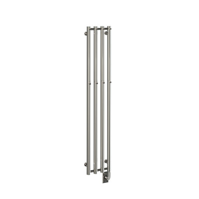 10.5"x59" Rosendal Vertical Modern Wall Mounted Electric Hardwired Towel Warmer - Polished Nickel, Fluid Filled, Sleek Vertical Design, Includes Programmable Smart Switch, Lifetime Warranty