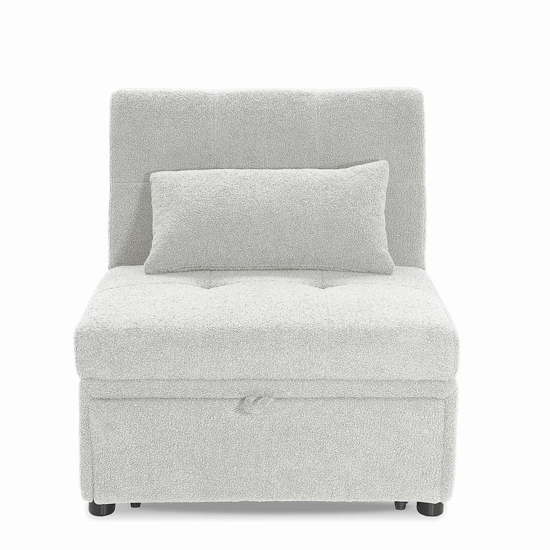 Canapé-lit convertible en sherpa blanc