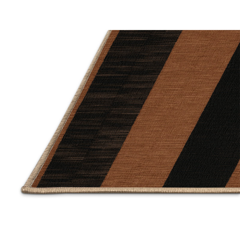 Tapis brun à carreaux lavable à la machine, Rond 6 pi