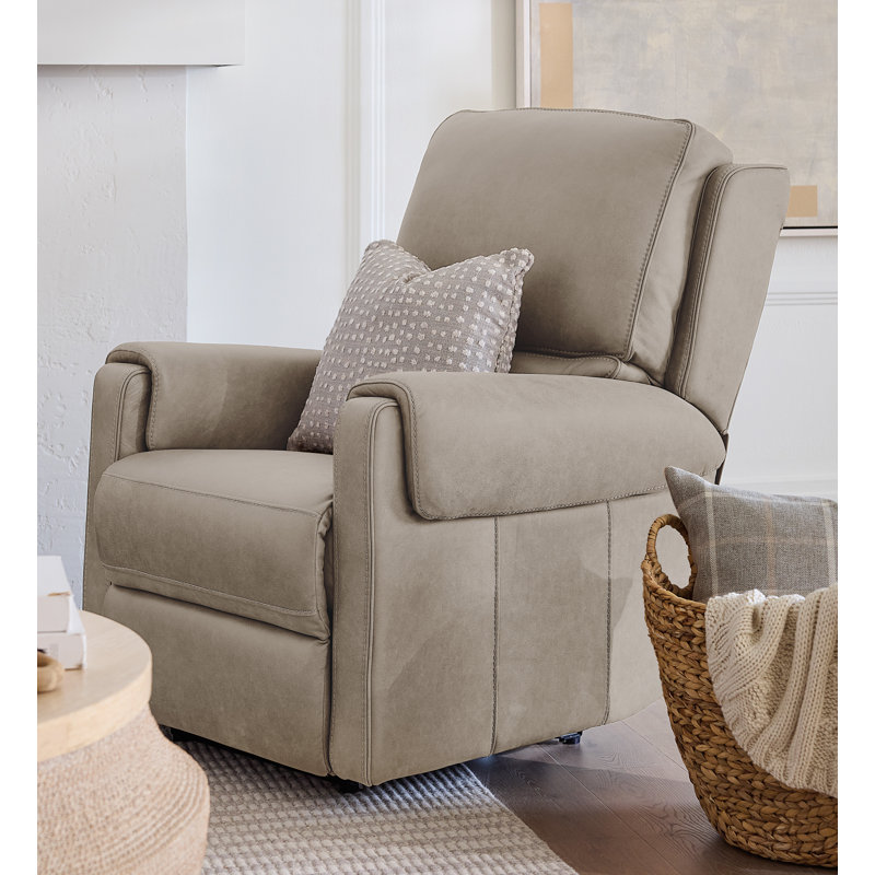 Somers Power Recliner with Power Headrest, Somers Dark Taupe Genuine Leather
