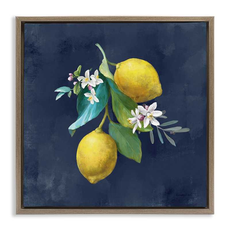 «Luster Cluster on Blue Floater», art mural sur toile par Danhui Nai, Cadre flottant orme Montalcino, H 18 po x l 18 po