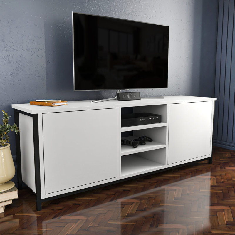 Meuble télé, Blanc/Noir
