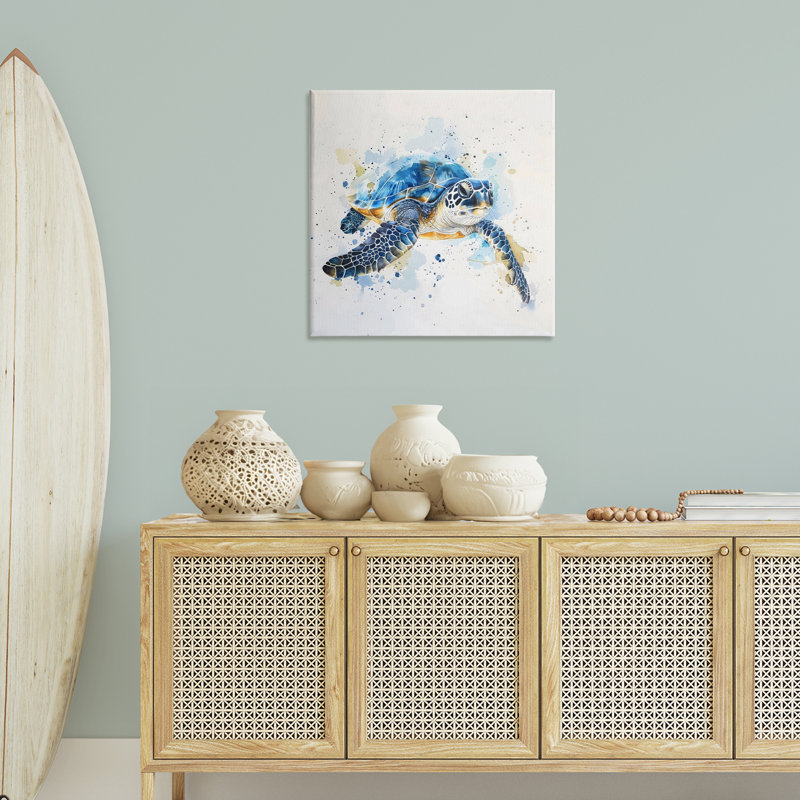 «Blue Sea Turtle with Splatter», art mural par LSR Creative Studio, H 30 po x l 30 po