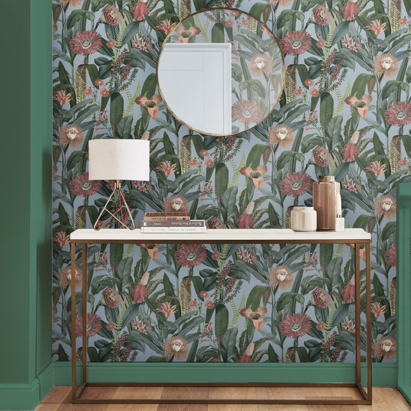 Tigerlily Lush Wallpaper, Blue
