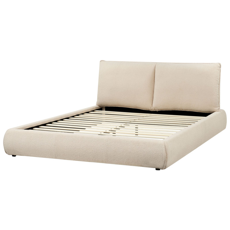 VINAY Upholstered Bed, Beige, European Kingsize (160 x 200 cm)