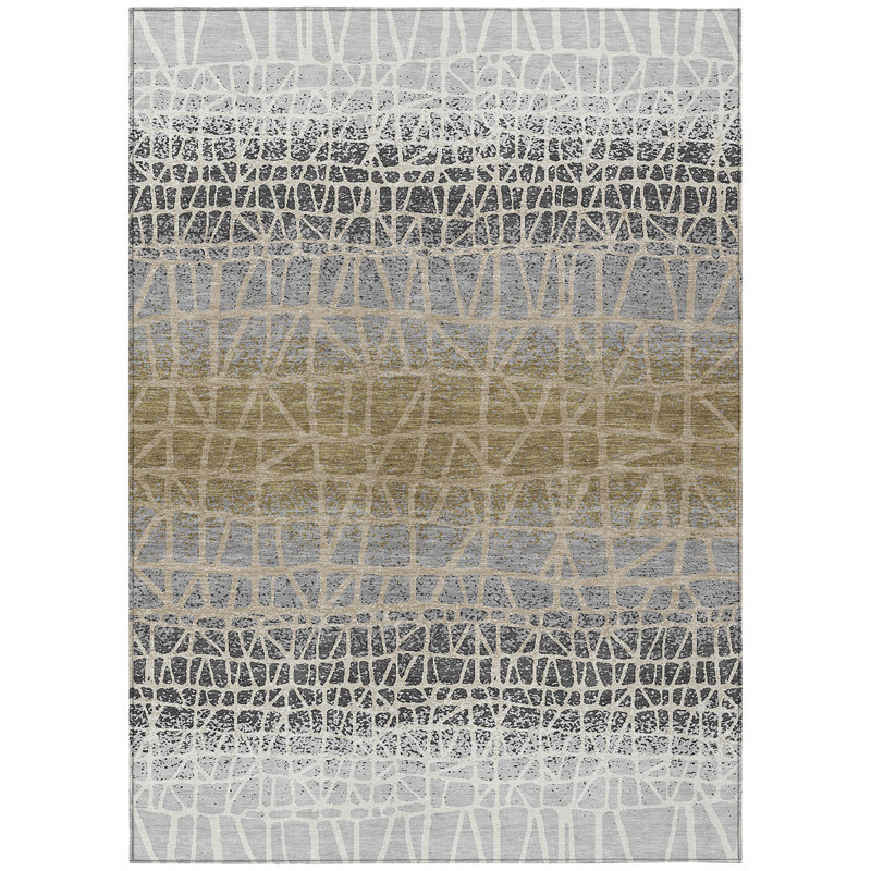 Machine Washable Indoor/Outdoor Raemoore ACN2404 Geometric Rug, Rectangle 2'6" x 3'10"