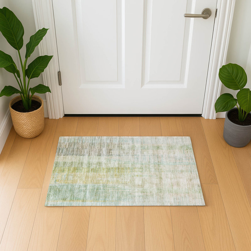 Premium Machine Washable Mayfield AMF2153 Striped Rug, Rectangle 1'8" x 2'6", Linen