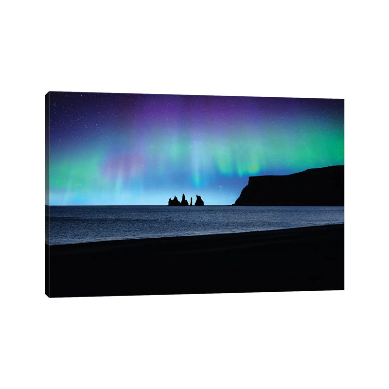 Vik Under Lights by Philippe Sainte-Laudy - Print on Canvas, 30.48 cm H x 45.72 cm W, Wrapped Canvas