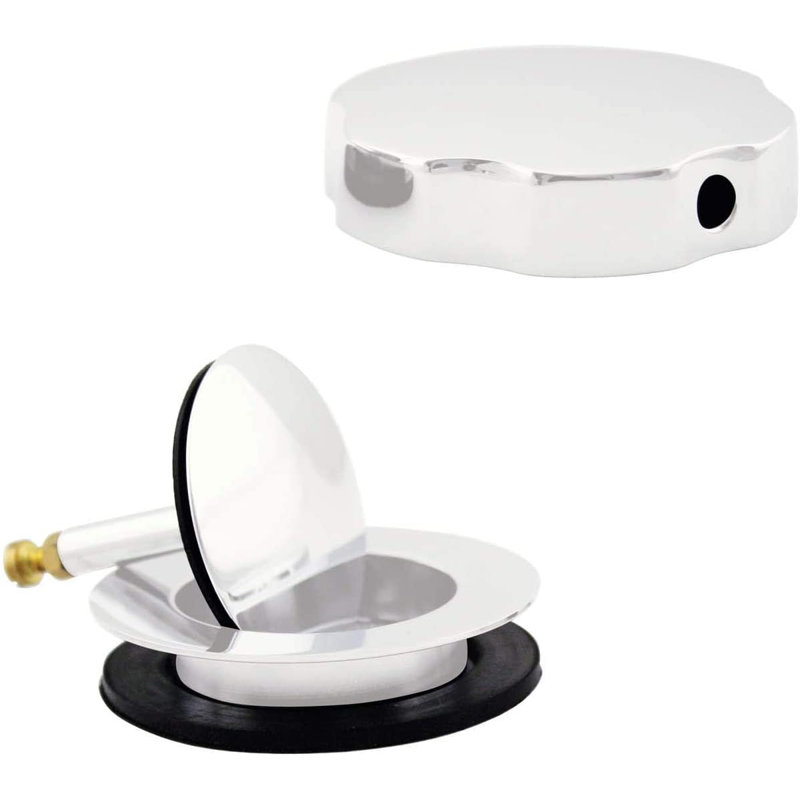 45" Cable Drive Pop-Up Bathtub Drain Trim with PVC Fittings and Rotary Overflow, Powder Coat White