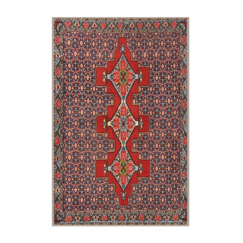 Tapis traditionnel orange / bleu, Rectangle 4 pi x 6 pi