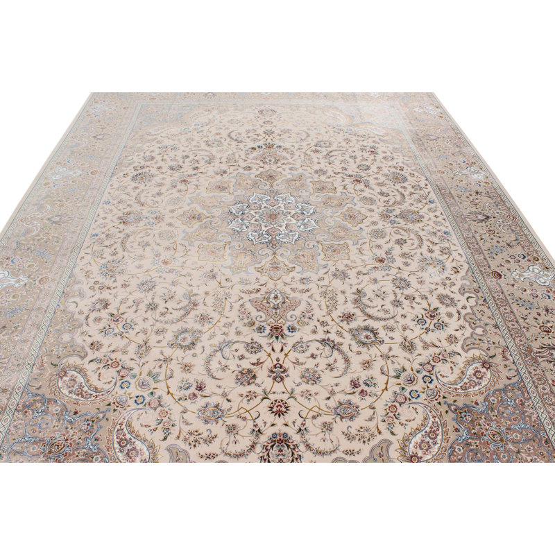 8x12 Brown and Beige Turkish Silk Rug