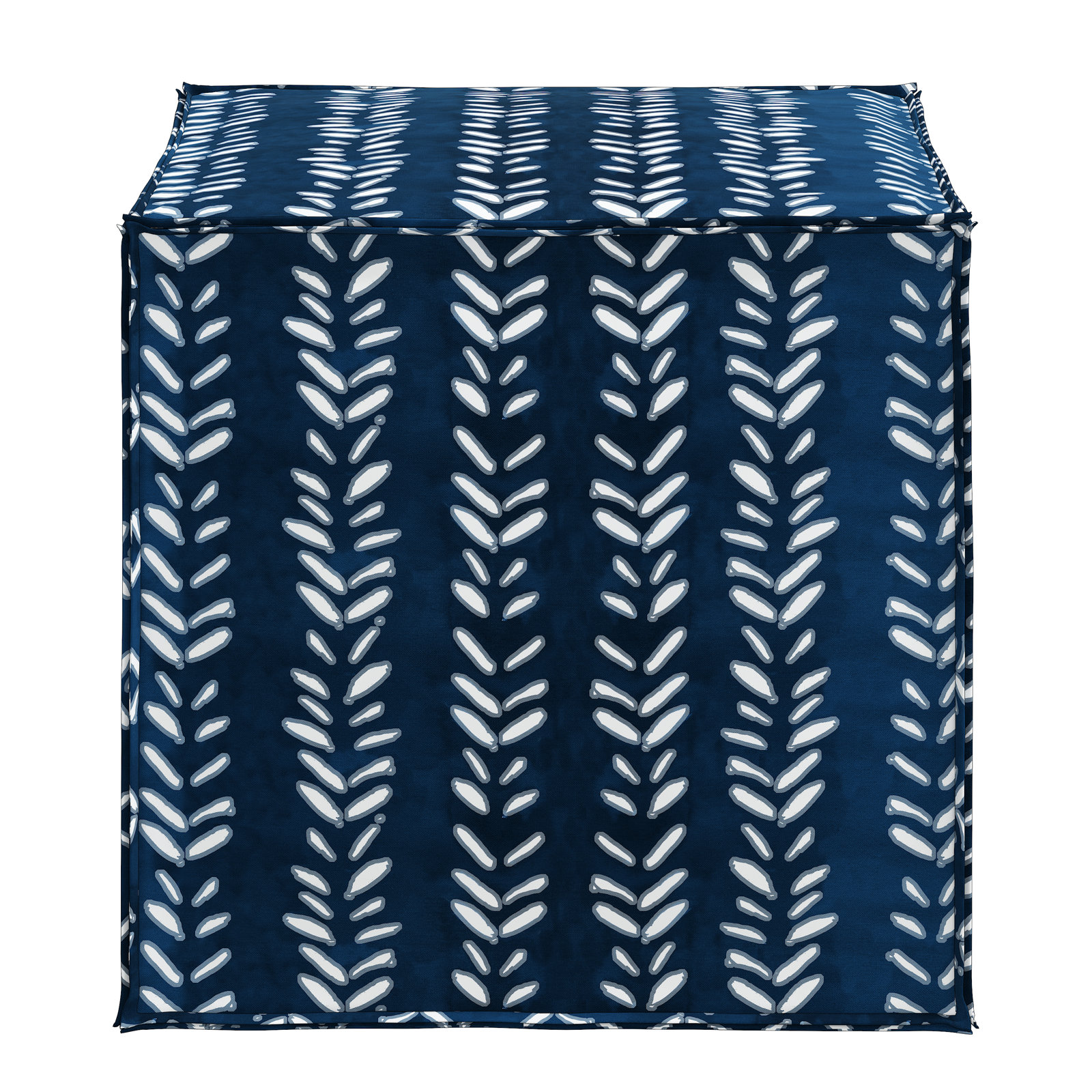 Esmerelda Upholstered Ottoman, Flutter Shibori Indigo