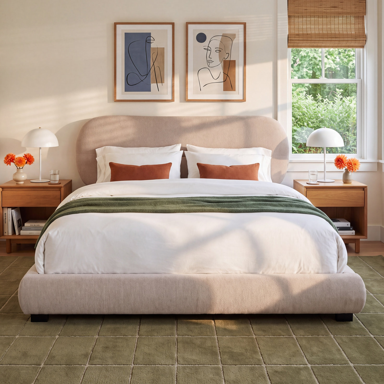 Armadi Upholstered Bed, Queen, Oatmeal