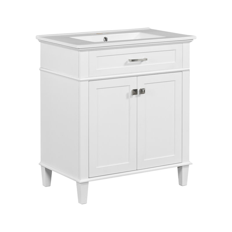 Meuble-lavabo de 30 po avec lavabo en céramique, Blanc