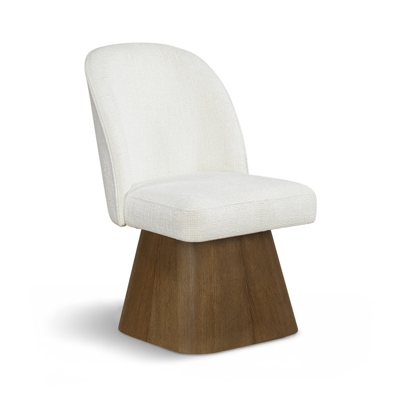 Chaise de salle à manger rembourrée Marlowe Arachne, Tissu crème texturé en lin, Noyer