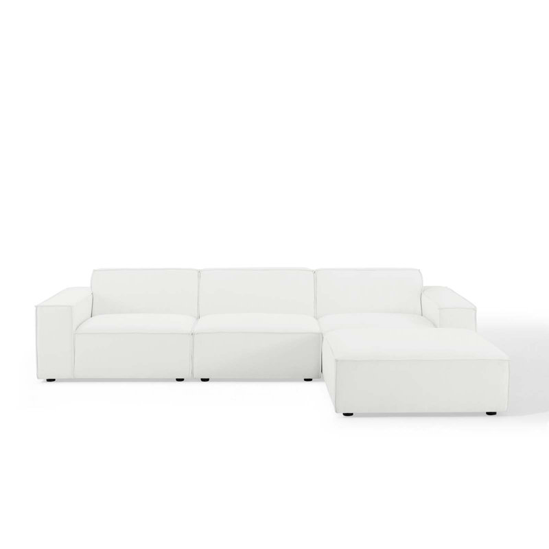 Canapé modulaire de coin avec repose-pieds de 123,5 po de large Restore, Polyester blanc