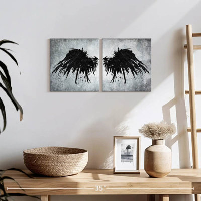 «Black Fallen Angel Wings», reproduction sur toile