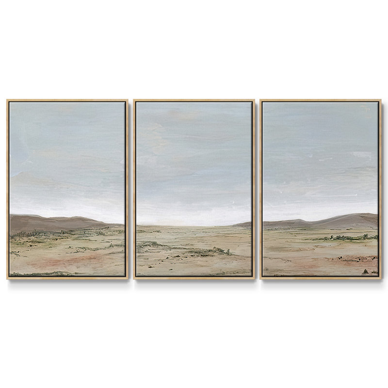 Arid Vista II - 3 pièces, reproduction sur toile, H 40 po x l 78 po x P 2 po, Naturel