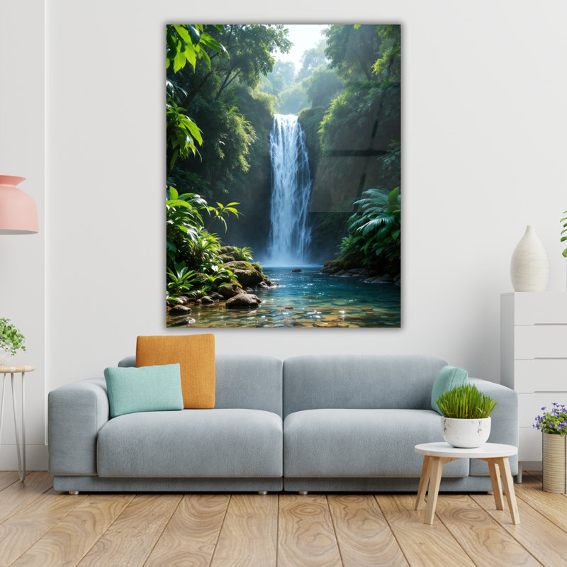 Art mural en verre trempé bord de mer, 40" H x 30" W