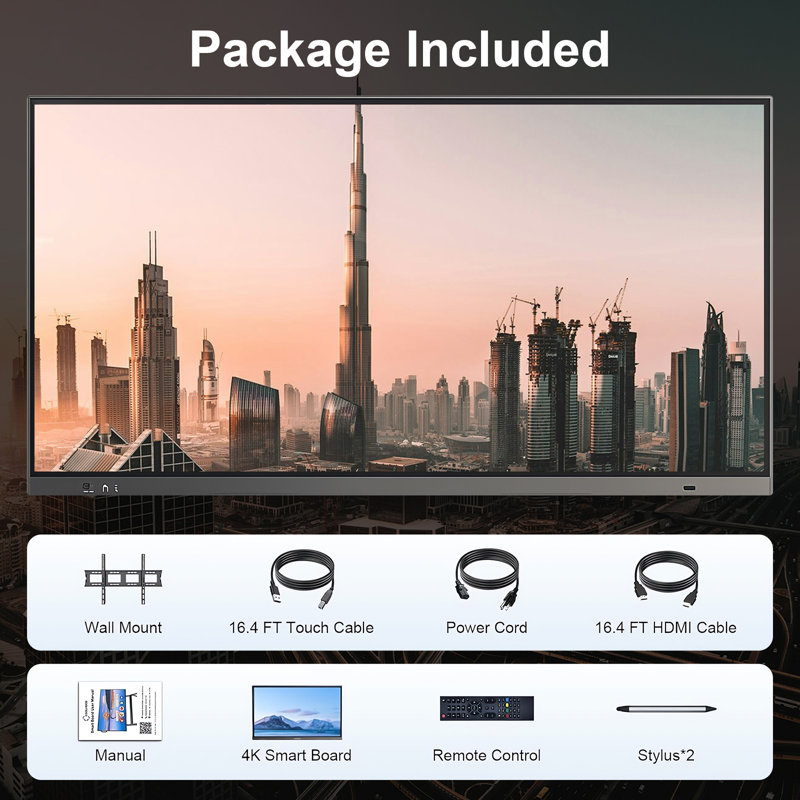 Écran tactile JYXCN Smart Board 49 pouces - Améliorez votre espace maintenant! PC tout-en-un avec système double, partage de nuage pour une formation dynamique, réunions interactives et présentations professionnelles