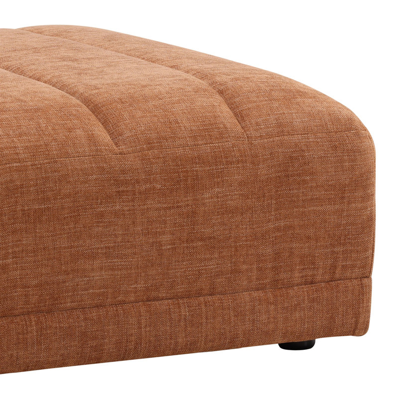 Magda Hardwood Upholstered Ottoman, Terracotta, Orange
