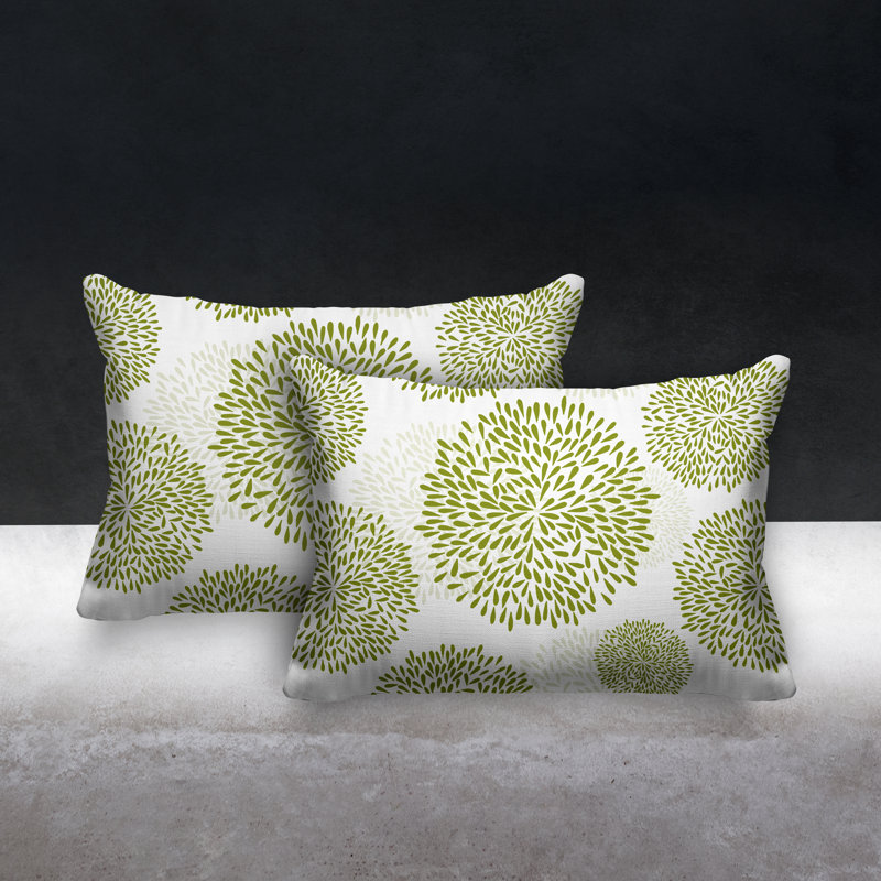 Confetti Flower Burst Indoor/Outdoor Lumbar Pillow, Light Green