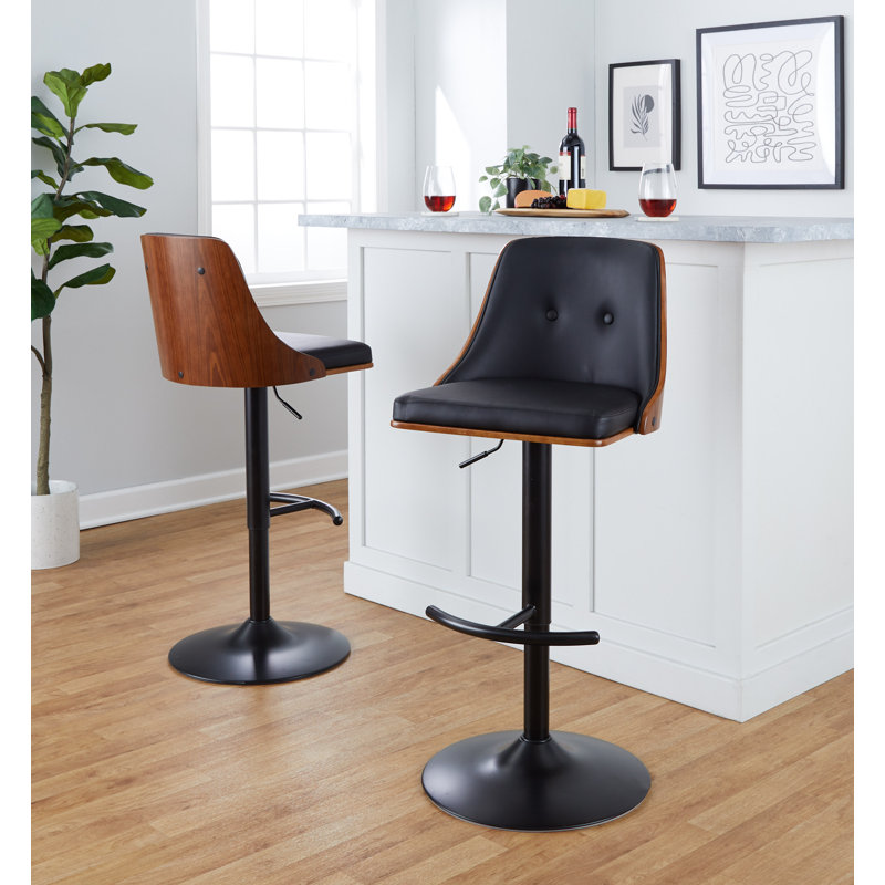 Tabouret de bar Archaimbaud, Noir / noyer, Crème